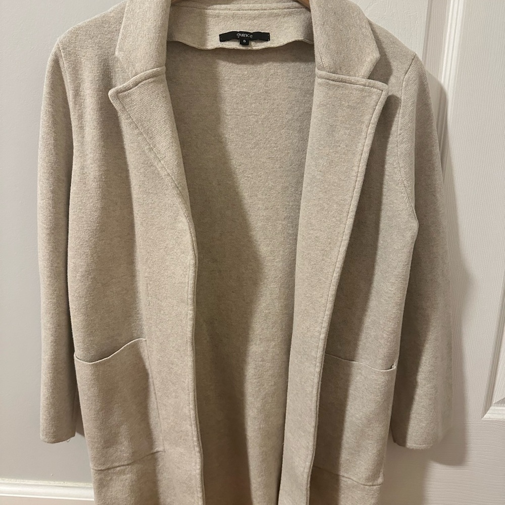 Quince 100% cotton knit blazer - speckled beige - size S